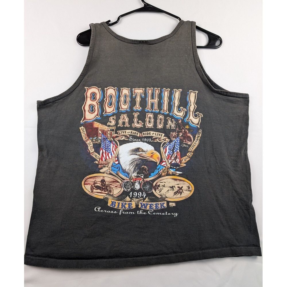 VTG Single 1994 Boot Hill Saloon Dayton‎ Beach Bike Week Tank Top Mens XL Black